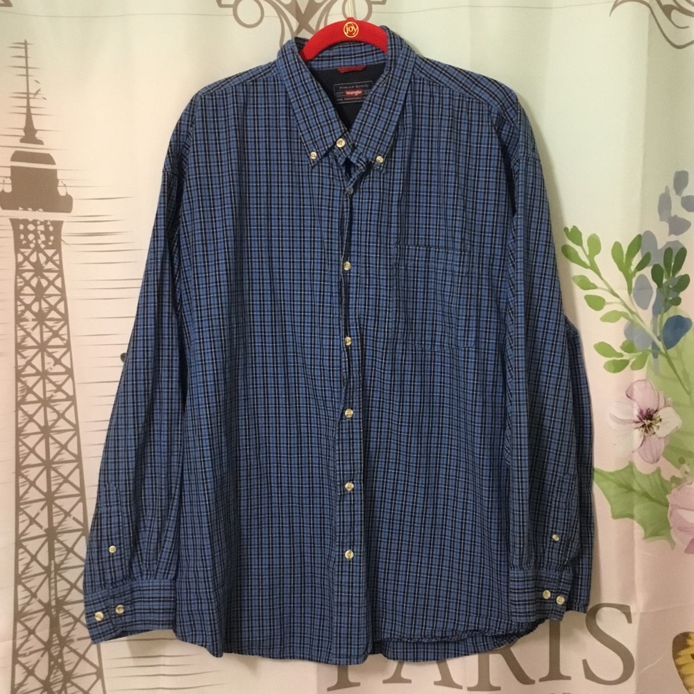 Wrangler Western Shirt Men’s Button Down XXL Checked Long Sleeve Cotton